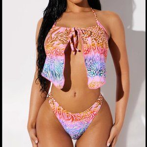 Charlotte Crop 2 Piece Bikini - Pink/combo